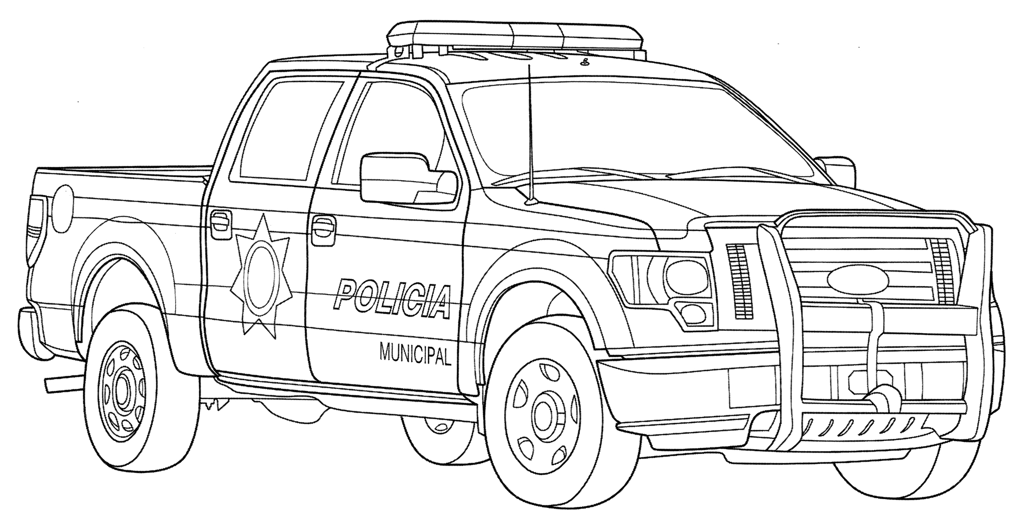 Mexican police car coloring page - free and printable