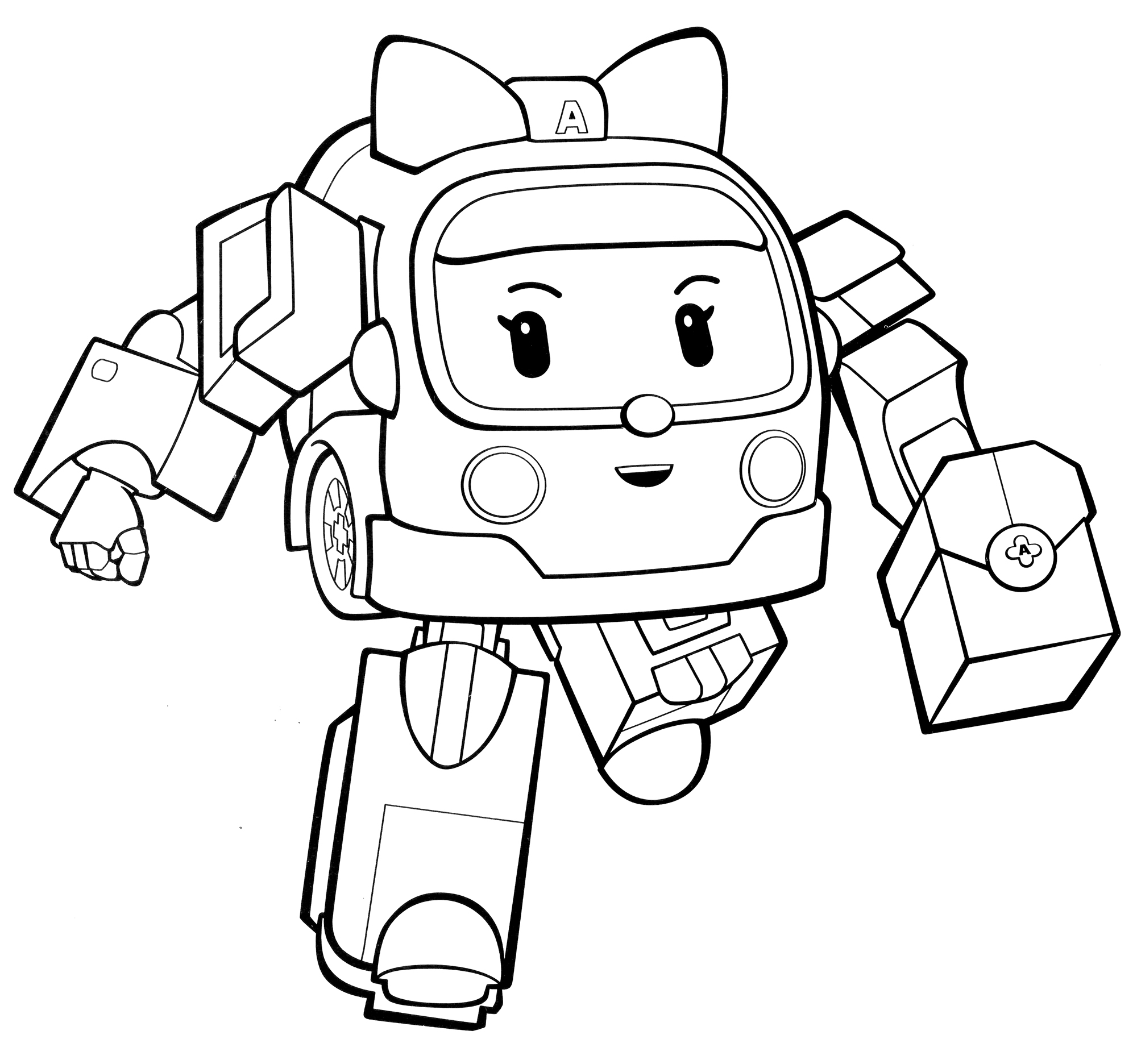 Ambulance Amber coloring page (Robocar Poli) - free and printable