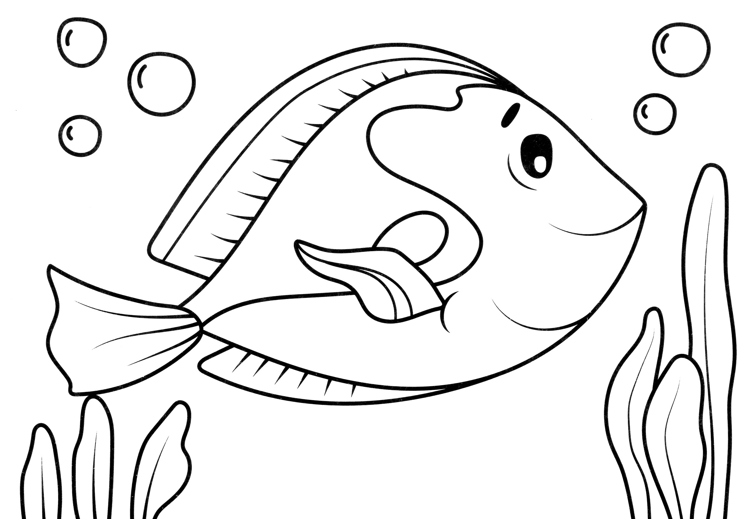 Сute fish in the water coloring page - free and printable