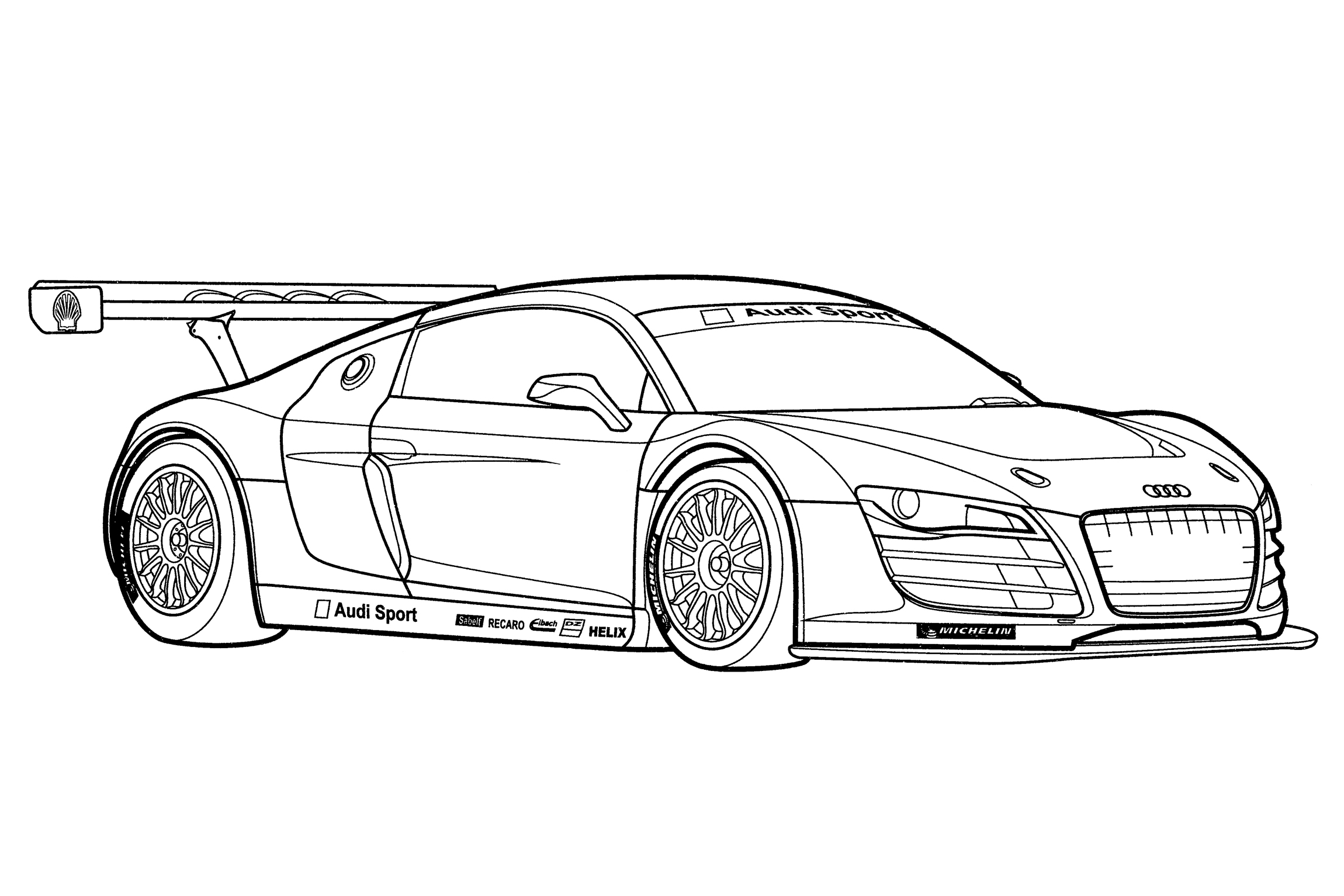 Audi R8 Gt3 coloring page - free and printable