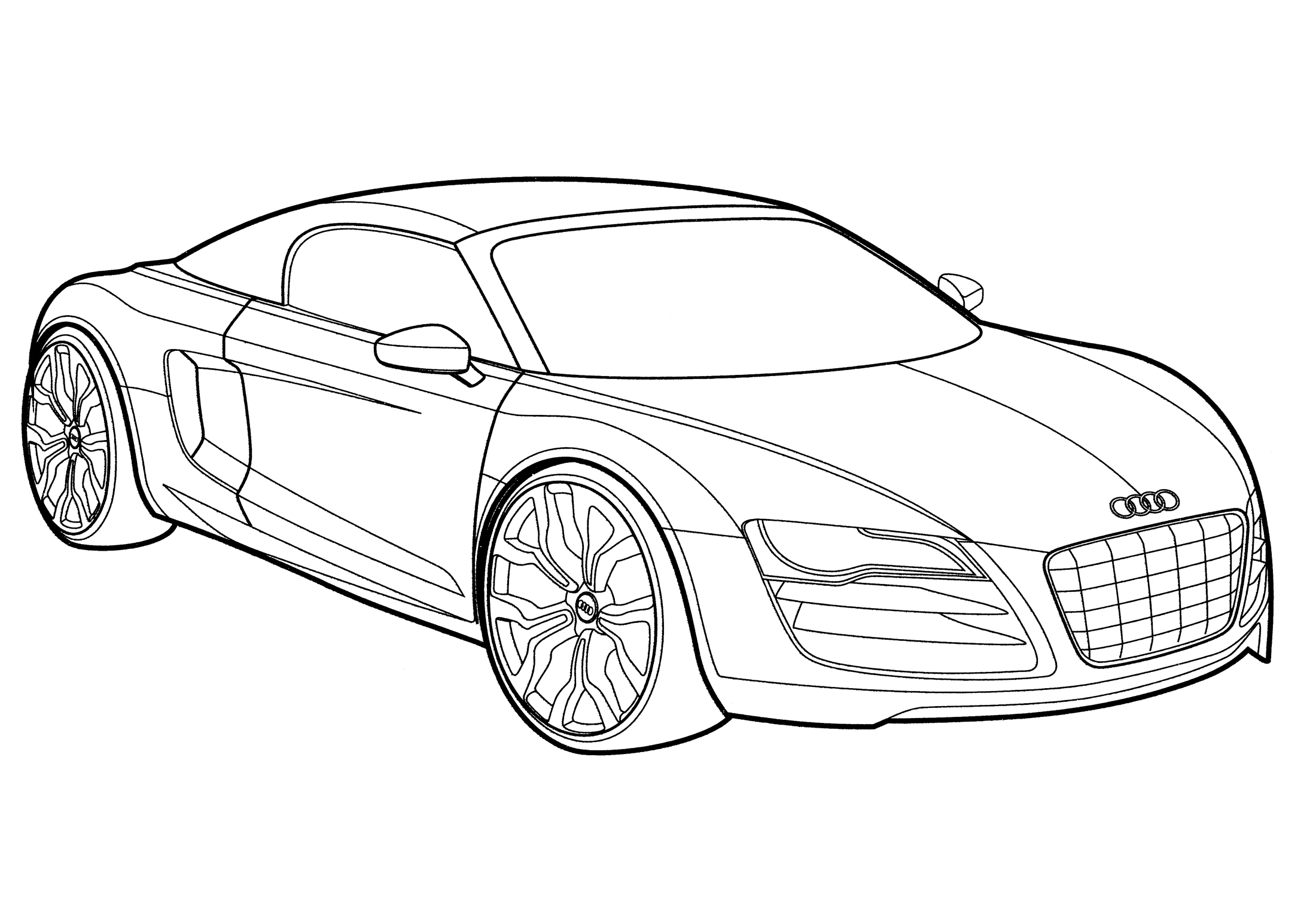 Audi R8 Spyder coloring page - free and printable