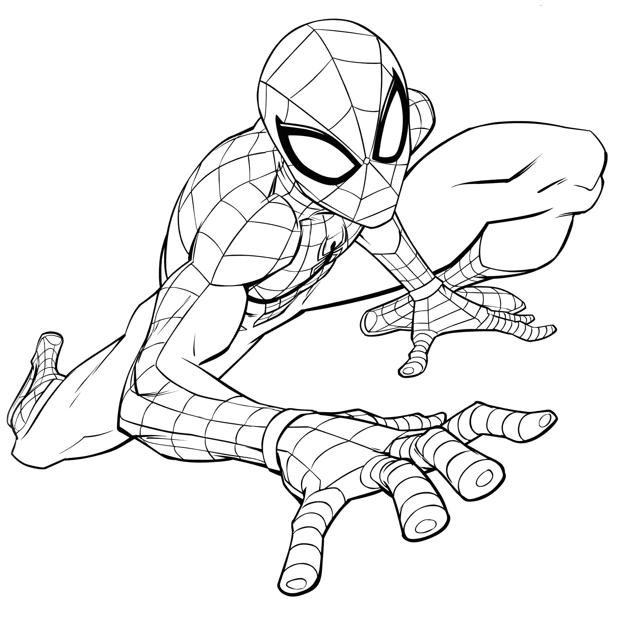 Spider-Man climbs coloring page - free and printable