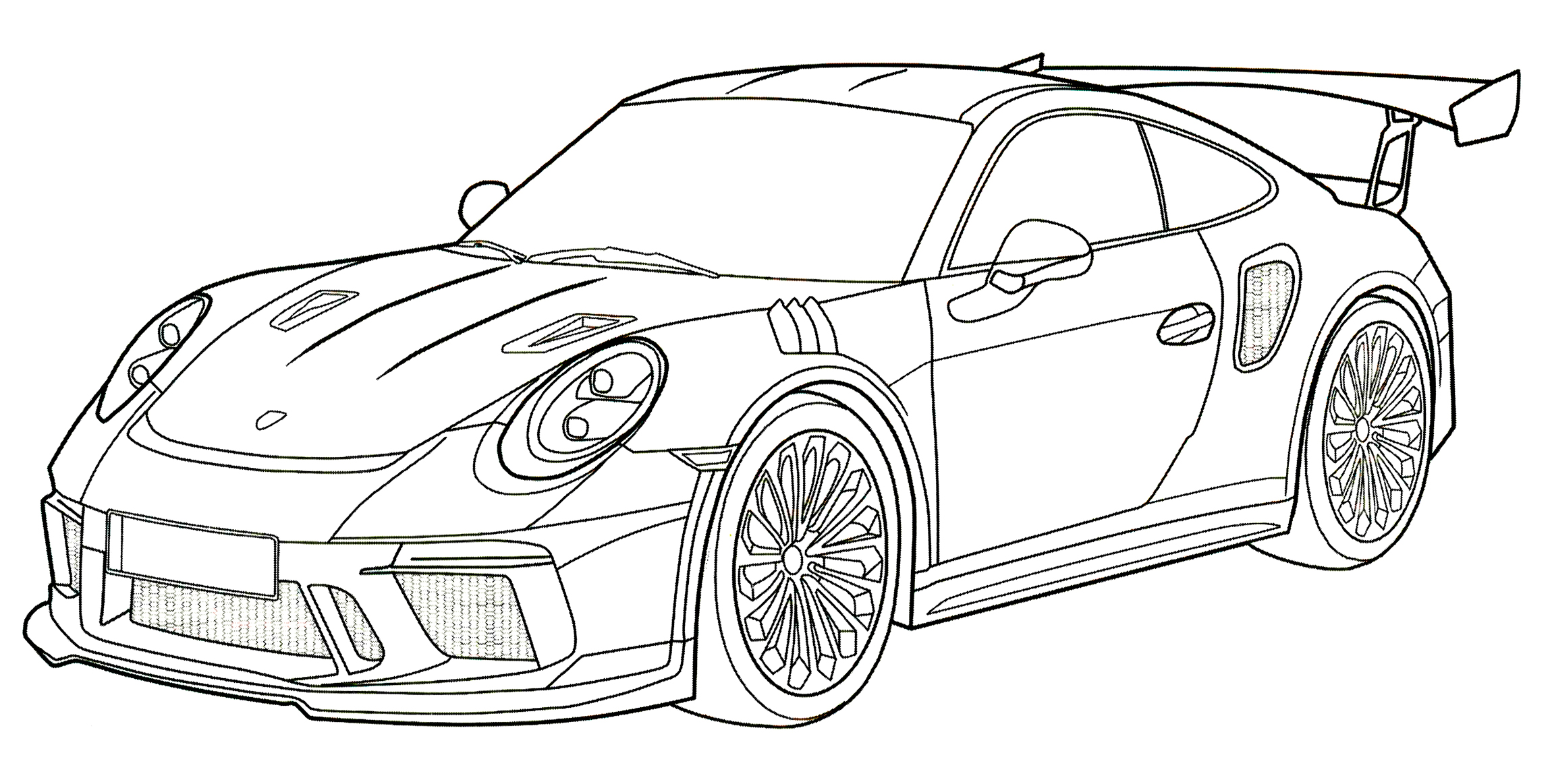 Porsche 911 GT3 RS coloring page - free and printable