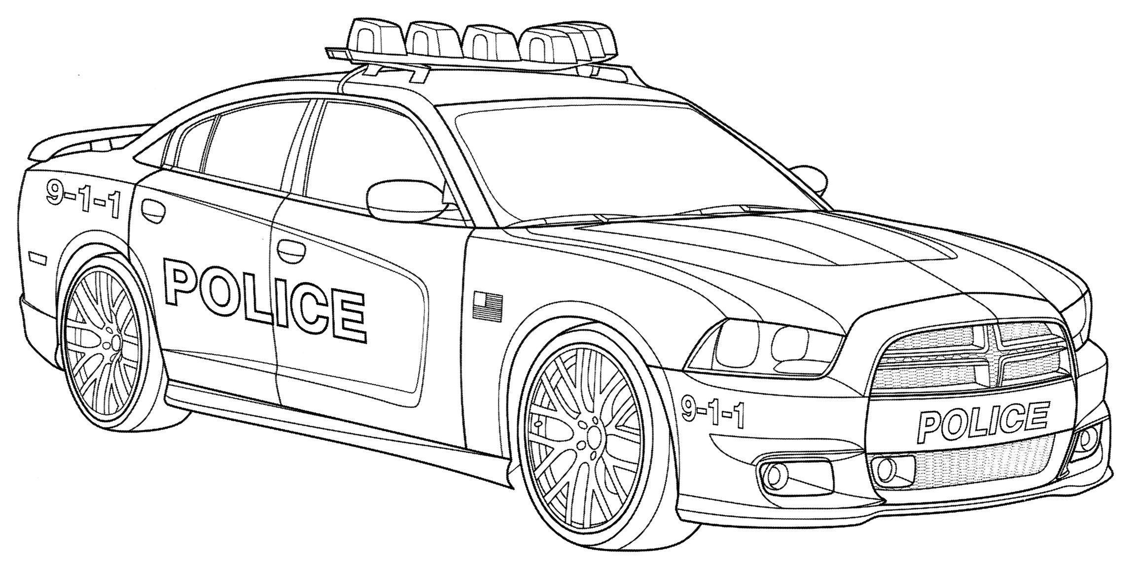 US police car coloring page - free and printable