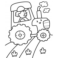 Farmer rides his tractor