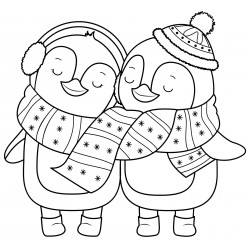 Two penguins in a scarf