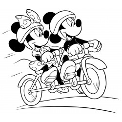 Minnie and Mickey on a bicycle