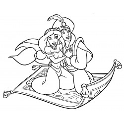 Jasmine and Aladdin on a magic carpet