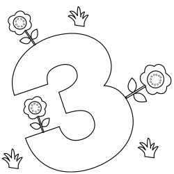 Number 3 and flowers