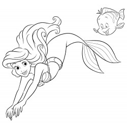 Ariel and Flounder swim