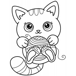 Cat with a ball of yarn