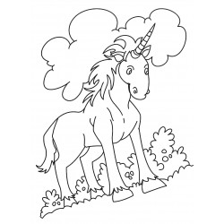 Unicorn on a cloudy background