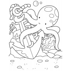 Оctopus playing with an anchor