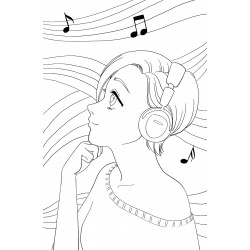 Girl listening to music with headphones on