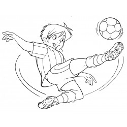 Footballer kicks the ball