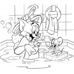 Tom & Jerry are taking a bath