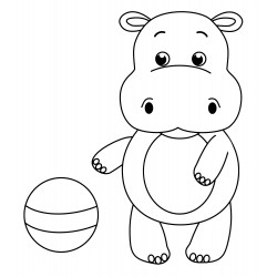 Little hippo with a ball