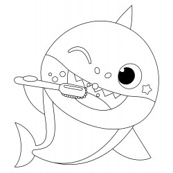 Shark brushing its teeth