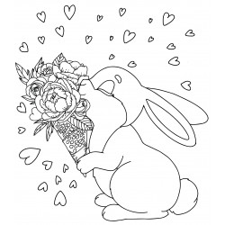 Bunny with bouquet of flowers