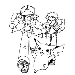 Ash, Brock and Pikachu