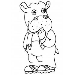 Hippo in overalls