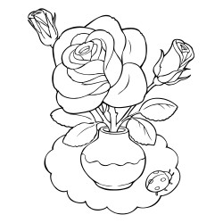 Vase with lush roses