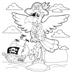 Pirate ship and parrot