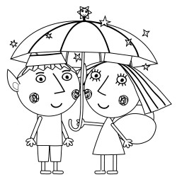 Ben and Holly under the umbrella