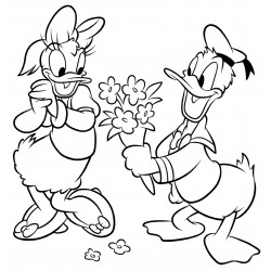 Donald gives Daisy flowers