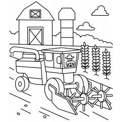 Tractor harvesting the wheat crop