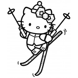 Hello Kitty skiing