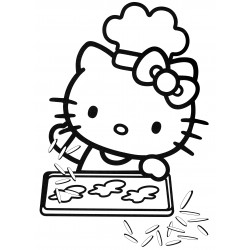 Hello Kitty making cookies