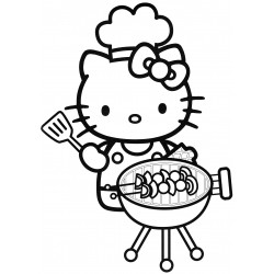 Hello Kitty cooking at barbeque