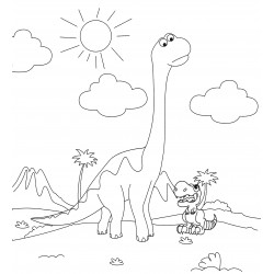 Brachiosaurus and baby Tyrannosaurus