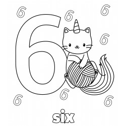 Kitty with the number six