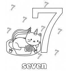 Kitty with the number seven