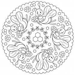 Mandala bee with flower