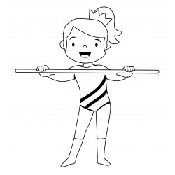 Gymnast with pole