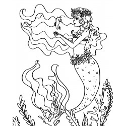 The mermaid plays with her friend