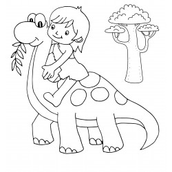 Girl riding a dinosaur