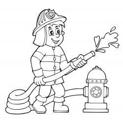 Firefighter next to a hydrant