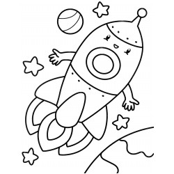 Happy rocket in the starry sky