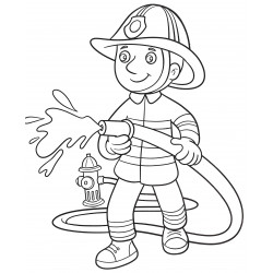 Fireman putting out a fire