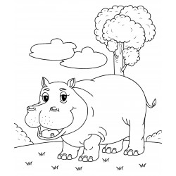 Hippo under a tree