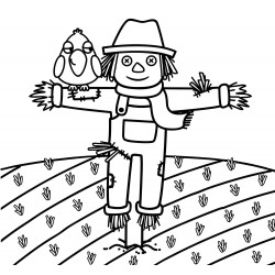 Scarecrow with a bird