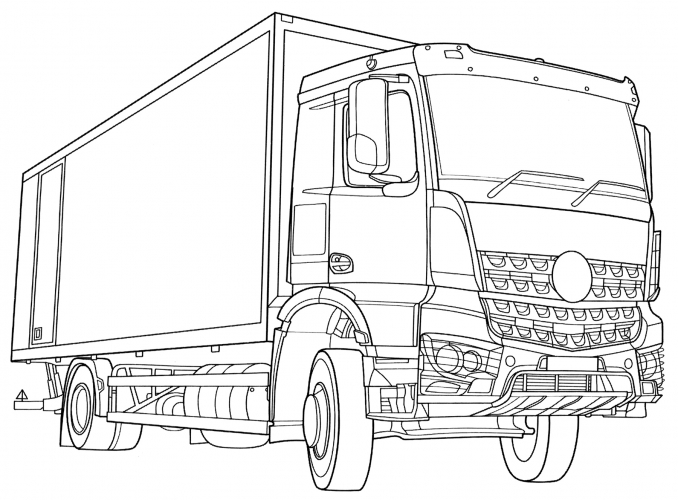 Realistic truck coloring page