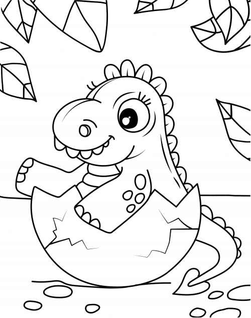 Dinosaur hatched coloring page