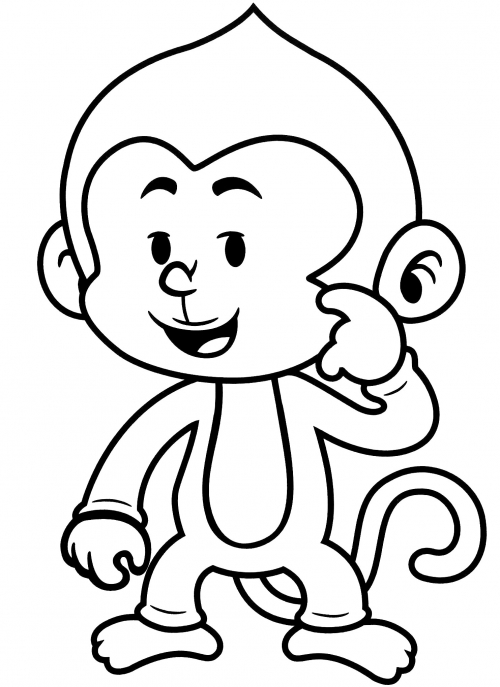 Baby monkey coloring page