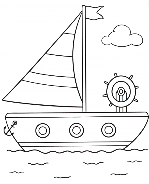 Sailboat at sea coloring page