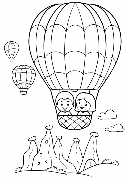 Balloons in the sky coloring page